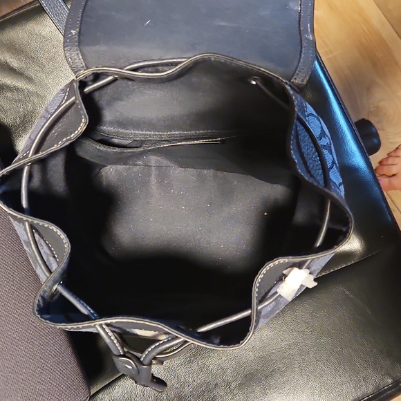 Coach Navy Monogram Drawstring Backpack - Picture 7 of 7